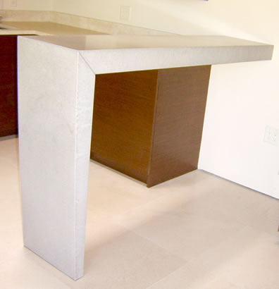 Cantilevered concrete kitchen table